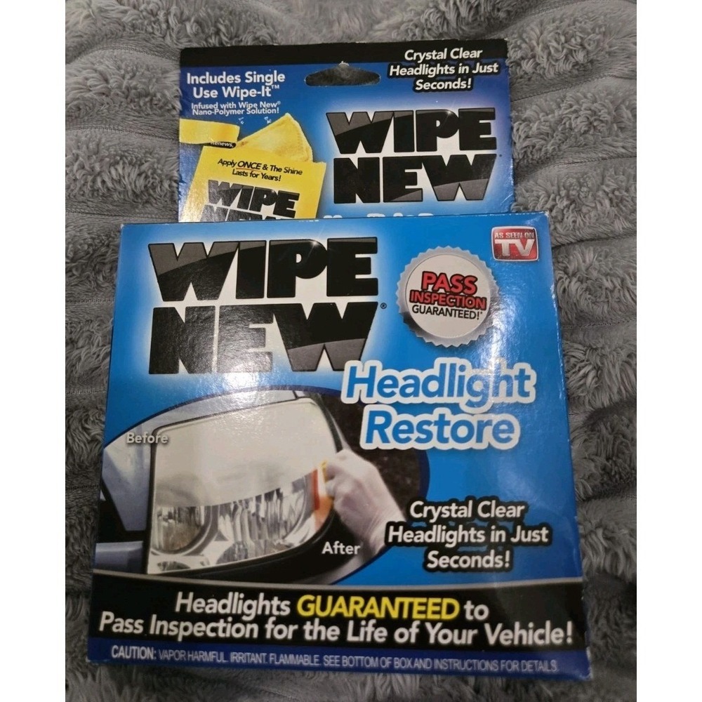 Wipe New Headlight Restore Kit As Seen On TV Crystal Clear Lens Repair NEW